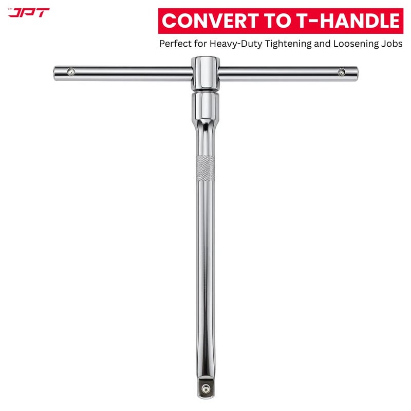 JPT مجموعة مقابض مفاتيح الربط 4 قطع بقدرة 1/2" | مقبض T، مقبض L واثنان من قضبان التمديد | فولاذ Cr-V المعالج بالحرارة | مجموعة مفاتيح عزم عالية للإصلاحات السيارات والمنزلية - Image 2