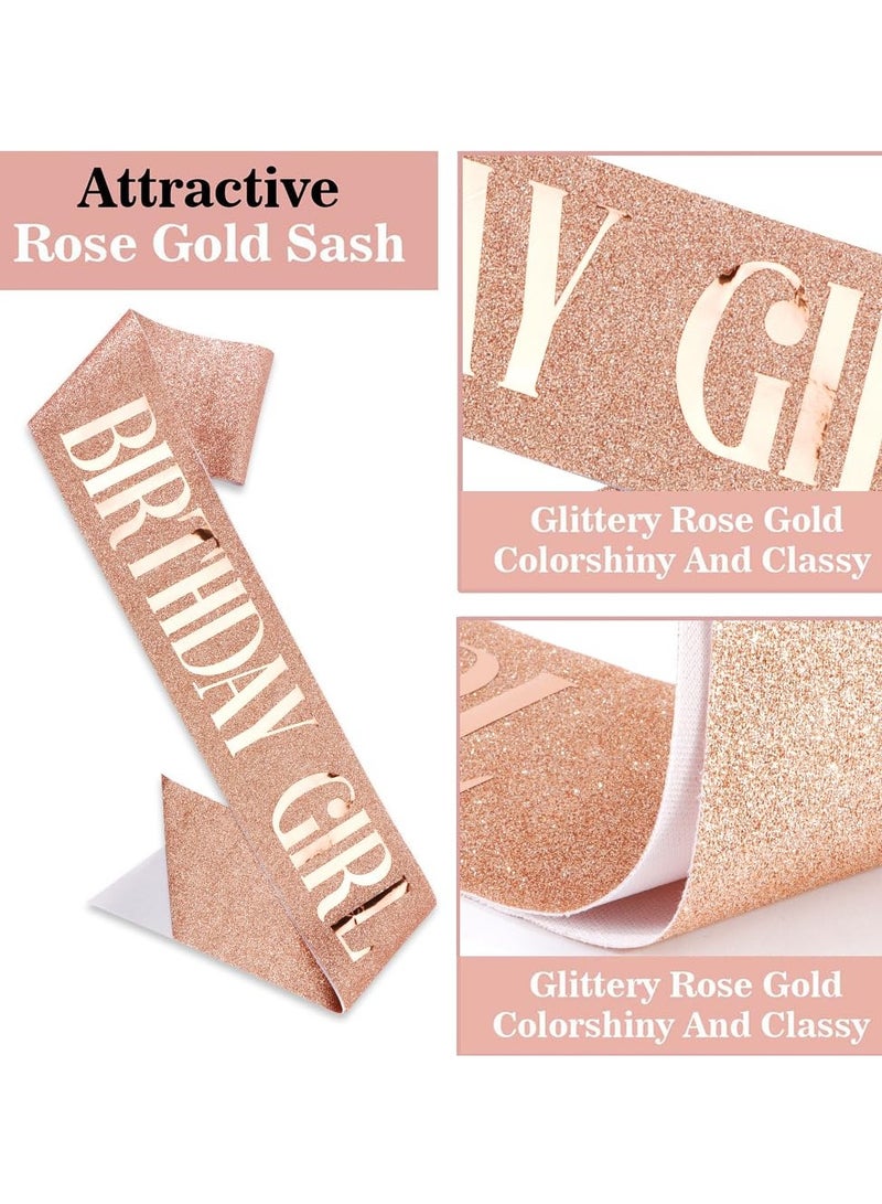KASTWAVE Rose Gold Birthday Sash and Tiara Set for Women and Girls - Princess Crown and Sash Birthday Decorations, Perfect Gifts for Birthday Girl - Image 3