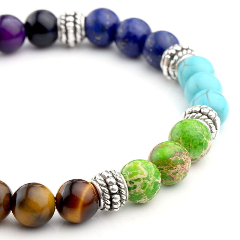 Jovivi 7 Chakras Bracelet Reiki Natural Gemstone Healing Balancing Round Beads Crystal Stone Bracelets for Women - Image 5
