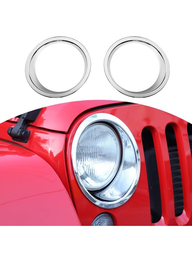 RT-TCZ RT-TCZ Headlight Cover Trim Headlight Bezels for Jeep Wrangler JK & Wrangler Unlimited JKU 2007-2018 Unlimited (Chrome)  - Image 1