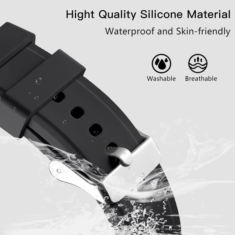Lerobo No Gap Band Compatible with Samsung Galaxy Watch 7 6 5 Band 40mm 44mm/Galaxy Watch 4 Classic Bands 46mm 42mm/Watch 5 Pro 45mm,20mm Sport Strap Wristband for Men Women Black - Image 3