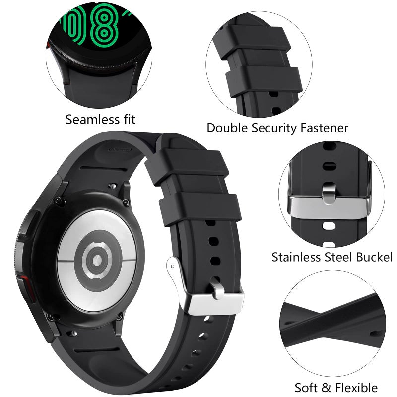 Lerobo No Gap Band Compatible with Samsung Galaxy Watch 7 6 5 Band 40mm 44mm/Galaxy Watch 4 Classic Bands 46mm 42mm/Watch 5 Pro 45mm,20mm Sport Strap Wristband for Men Women Black - Image 2