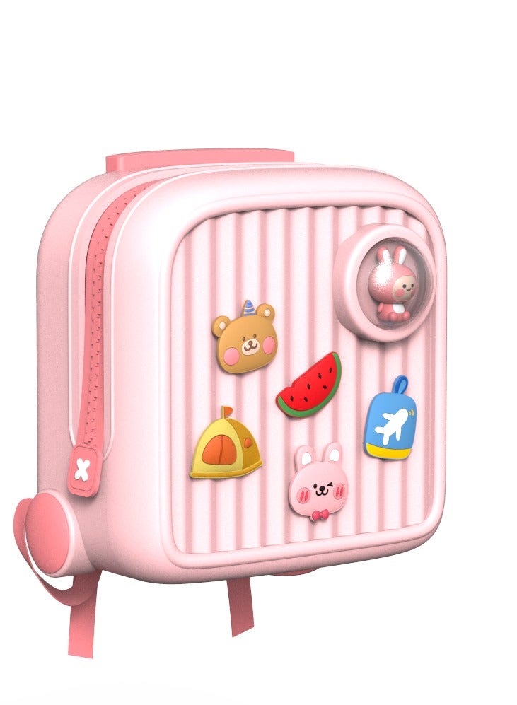 بيكوسيسي حقائب سفر كرتونية عالية الجودة، حقيبة سفر مدرسية للأطفال، باللون الوردي - Image 2