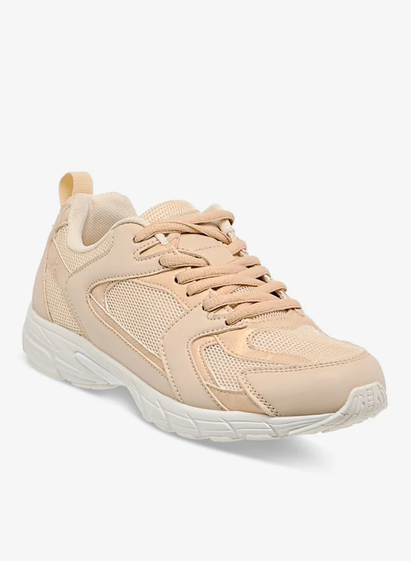 Flora Bella By Shoexpress Women's Panelled Sneakers with Lace-Up Closure