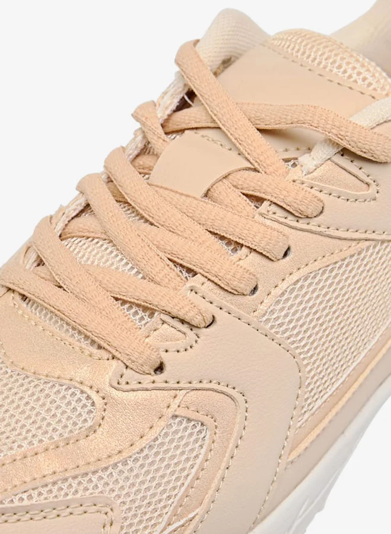 Flora Bella By Shoexpress Women's Panelled Sneakers with Lace-Up Closure