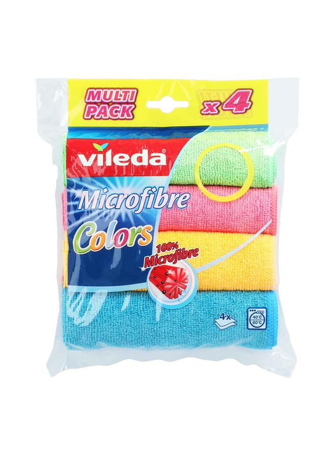 Vileda 4-Piece Super Absorbent Streak-Free All-Purpose Microfiber Cloth Multicolor 30 x 30cm - Image 1