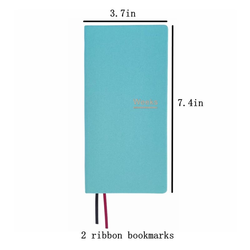receip Undated Weekly Planner Notebook Pocket Organizer Appointment Book Journal Notebook A6 Week Plan Notepad (Light blue with cover) - Image 2