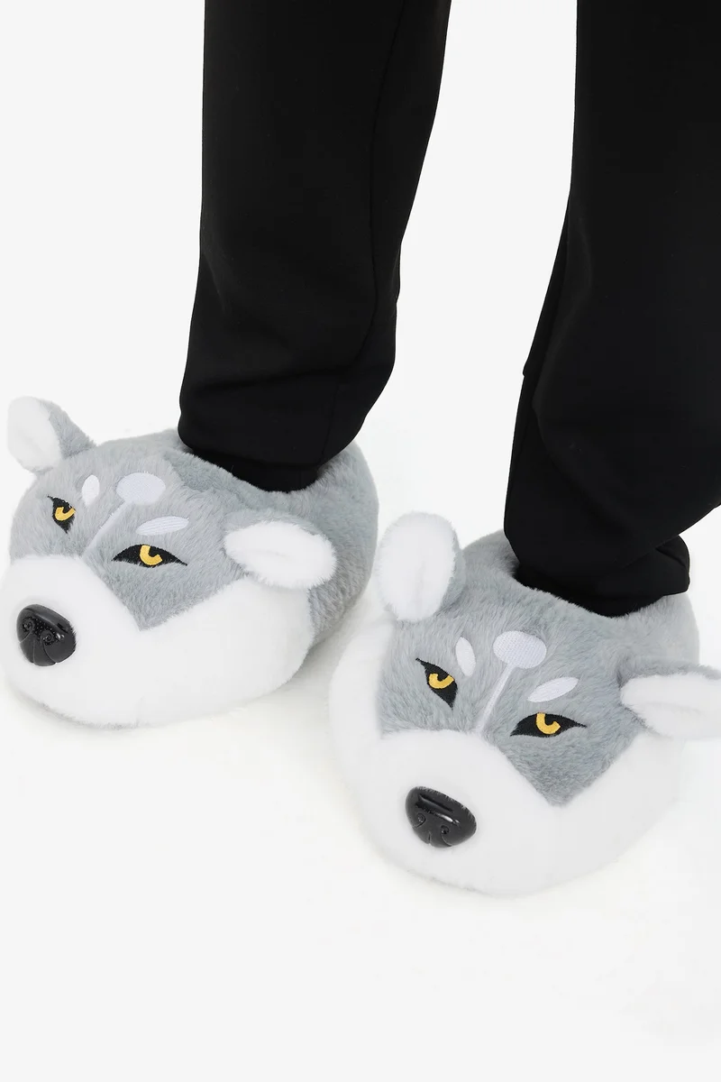 ديفاكتو شبشب منزلي بتصميم ذئب مسطح للرجال