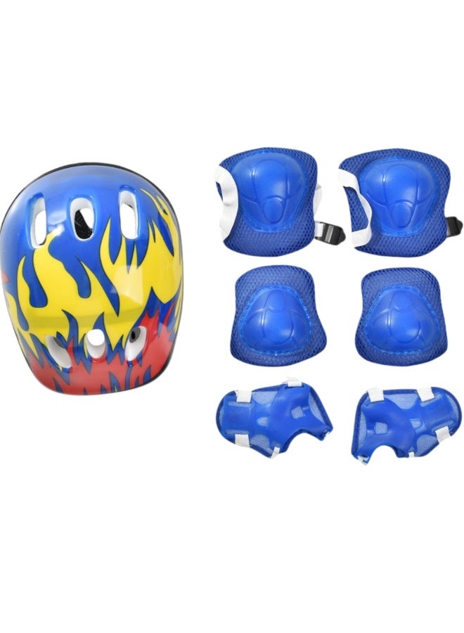 Toy Box Kids Protective Gear Set, Helmet Set with Knee Pads and Elbow Pads, 7 in 1 Helmet And Pad Set for Bicycle Scooter Roller Skate - Image 1