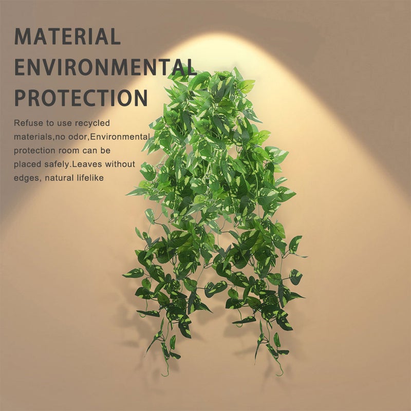 Artificial Hanging Plants: 4pcs Green Faux Indoor Plants - Low-Maintenance Lifelike Design for Home Bedroom Office Decor - Image 5