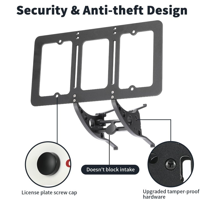 TesFram Tesla Model 3 Highland Front License Plate Holder, Height-Adjustable & No Drill License Plate Mouting Kit with Anti-Theft Features (FIt Model 3 2024-2025, No Front Bumper Camera) - Image 2