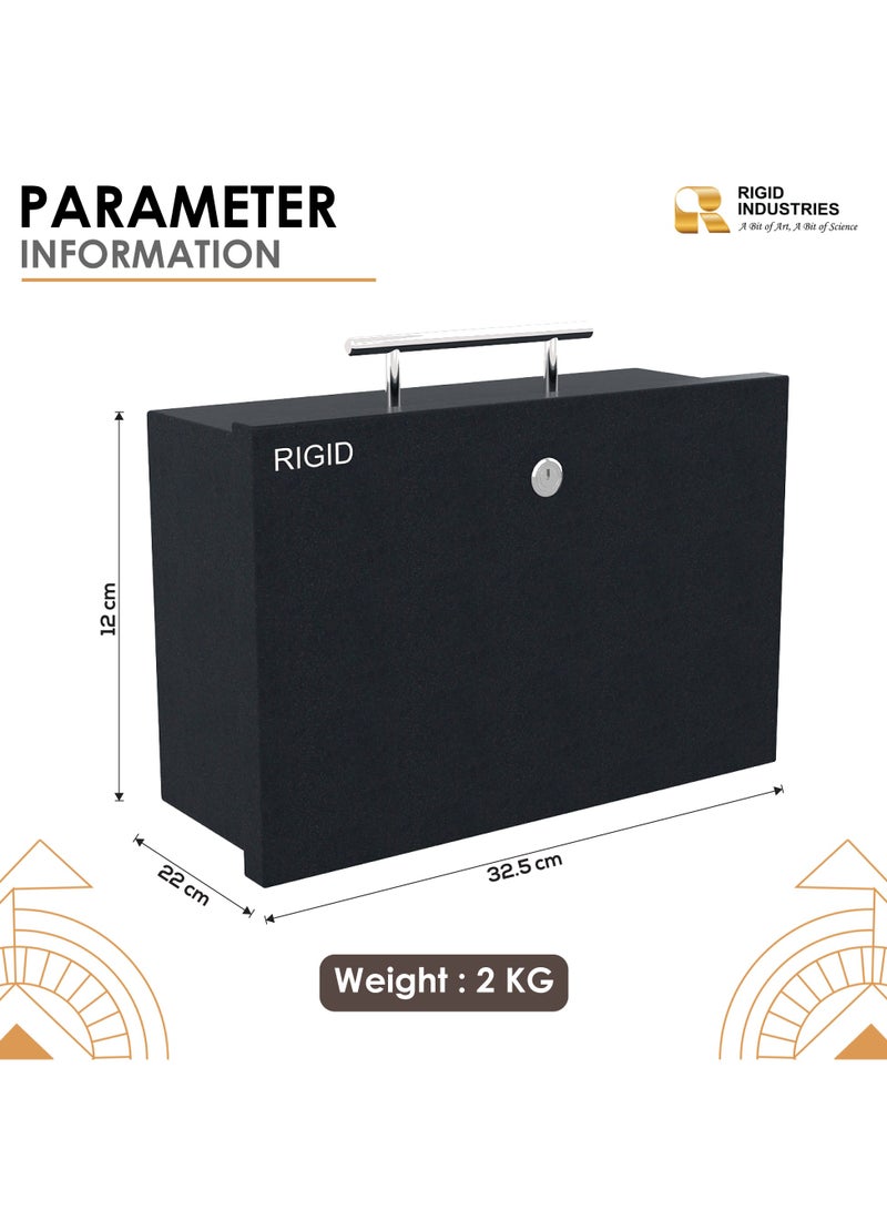 RIGID Fire Resistant Portable Steel Safe with Key Lock  - Image 2