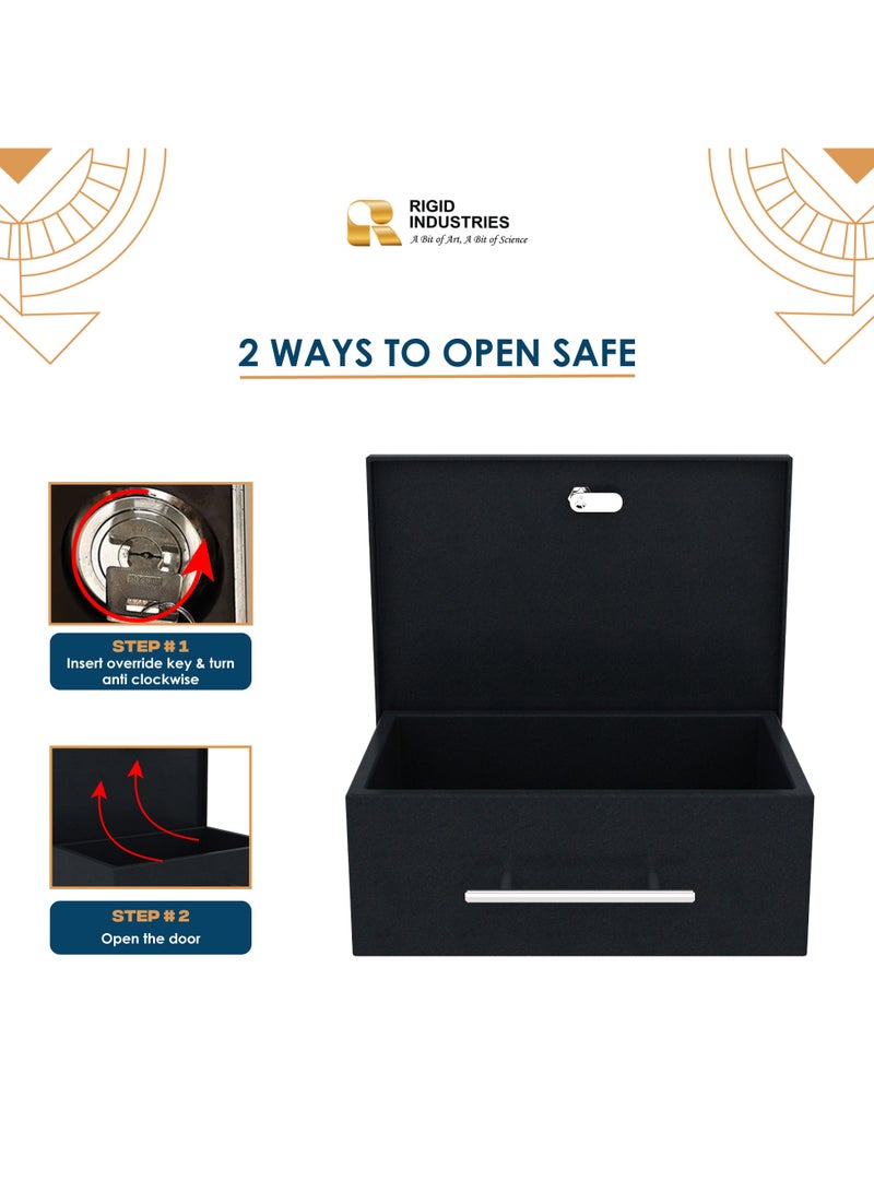 RIGID Fire Resistant Portable Steel Safe with Key Lock  - Image 3