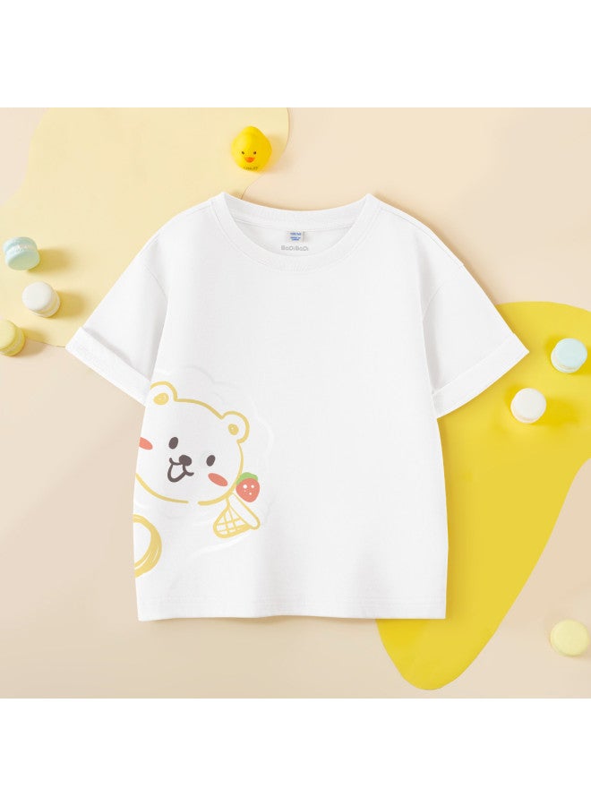 Badibadi Girls' Short Sleeve T-shirt 2025 Summer Cotton Top, Mid-sized Children's Sportswear, Kids' Summer Outfit - Image 2