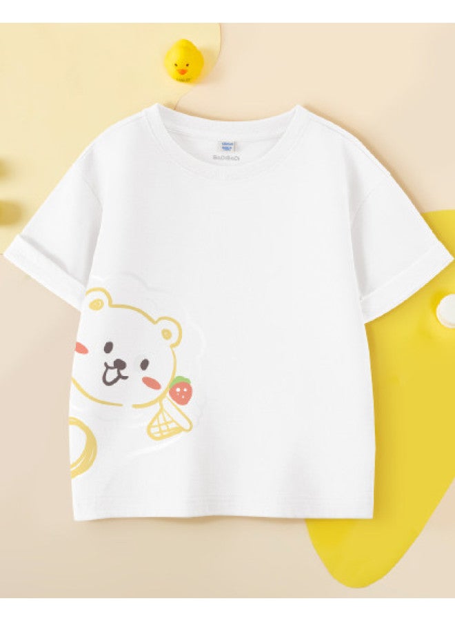 Badibadi Girls' Short Sleeve T-shirt 2025 Summer Cotton Top, Mid-sized Children's Sportswear, Kids' Summer Outfit - Image 1