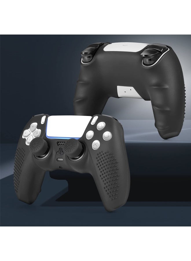 2 Pcs PS5 Controller Skin, Anti-Slip Soft Silicone Protective Cover Case for PlayStation 5 Controller Grip Accessories with 16 Raised Thumb Grip Caps (Black+White) - Image 3