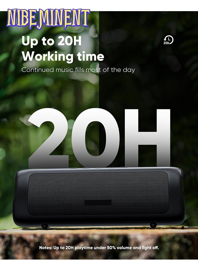NIBEMINENT Bluetooth Speaker with HD Sound, Portable Wireless, IPX5 Waterproof, Up to 20H Playtime, TWS Pairing, BT5.3, for Home/Party/Outdoor/Beach, Electronic Gadgets, Birthday Gift Black  - Image 3