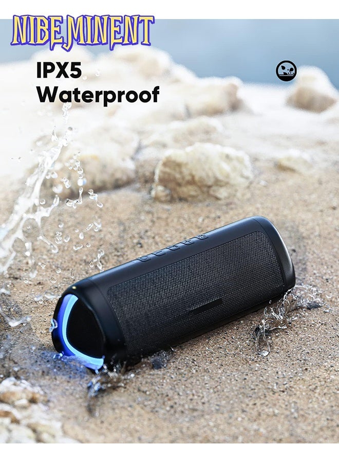 NIBEMINENT Bluetooth Speaker with HD Sound, Portable Wireless, IPX5 Waterproof, Up to 20H Playtime, TWS Pairing, BT5.3, for Home/Party/Outdoor/Beach, Electronic Gadgets, Birthday Gift Black  - Image 5