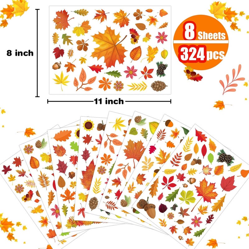 Funnlot Fall Decorations- 324 PCS Fall Window Clings Stickers Decorations for Glass Thanksgiving Autumn Decor for Home Office Classroom - Image 2