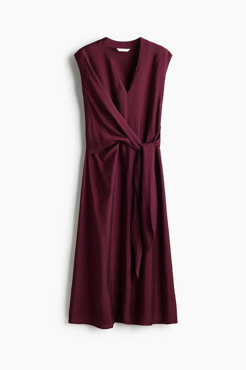 Sleeveless wrap-detail dress