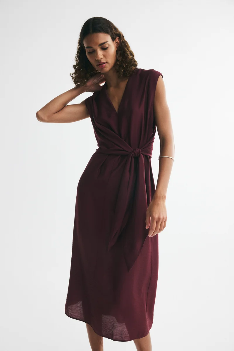 Sleeveless wrap-detail dress