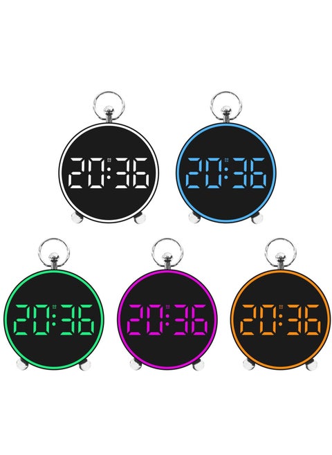 Colorful digital alarm clock with time and temperature display and electronic alarm