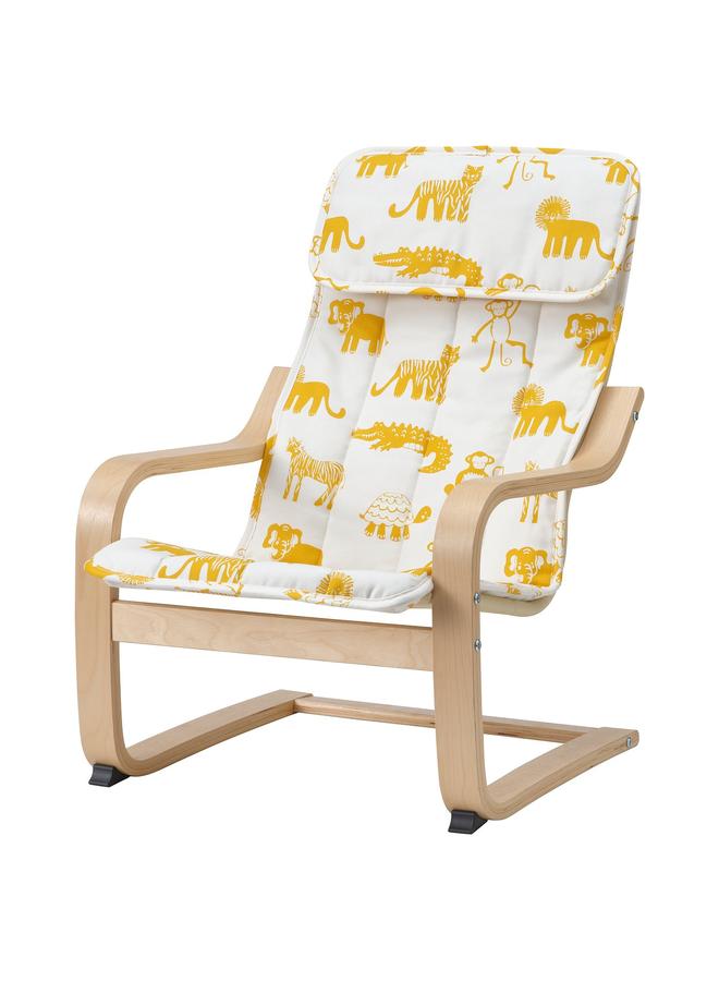 Zaboon Children'S Armchair, Birch Veneer/Skogbo Animal Pattern - Image 1