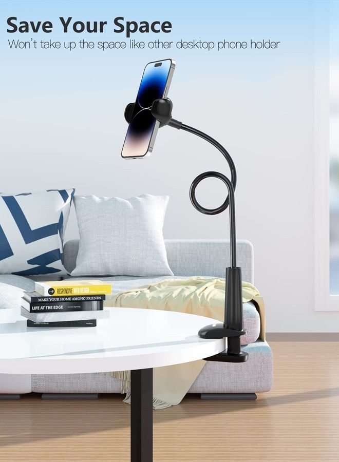 Tryone حامل هاتف مرن بتصميم عنق الإوز للسرير مع ذراع قابل للتعديل لتثبيت الهواتف المحمولة على المكتب أو إطار السرير متوافق مع iPhone 14 Pro Max 13 12 11 X SE Series/Samsung S22 أو أجهزة أخرى من 4"-7" - Image 4