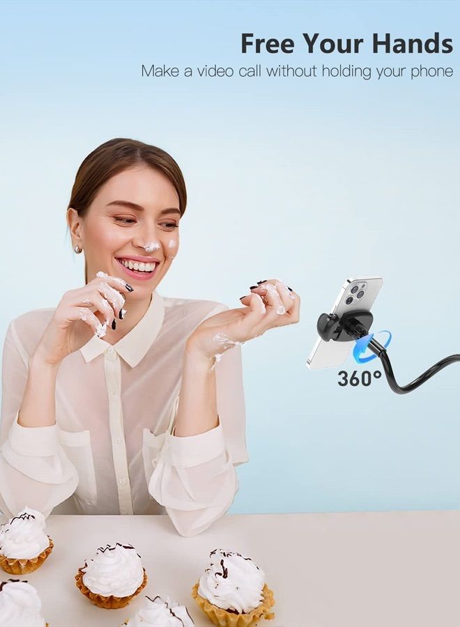 Tryone حامل هاتف مرن بتصميم عنق الإوز للسرير مع ذراع قابل للتعديل لتثبيت الهواتف المحمولة على المكتب أو إطار السرير متوافق مع iPhone 14 Pro Max 13 12 11 X SE Series/Samsung S22 أو أجهزة أخرى من 4"-7" - Image 3