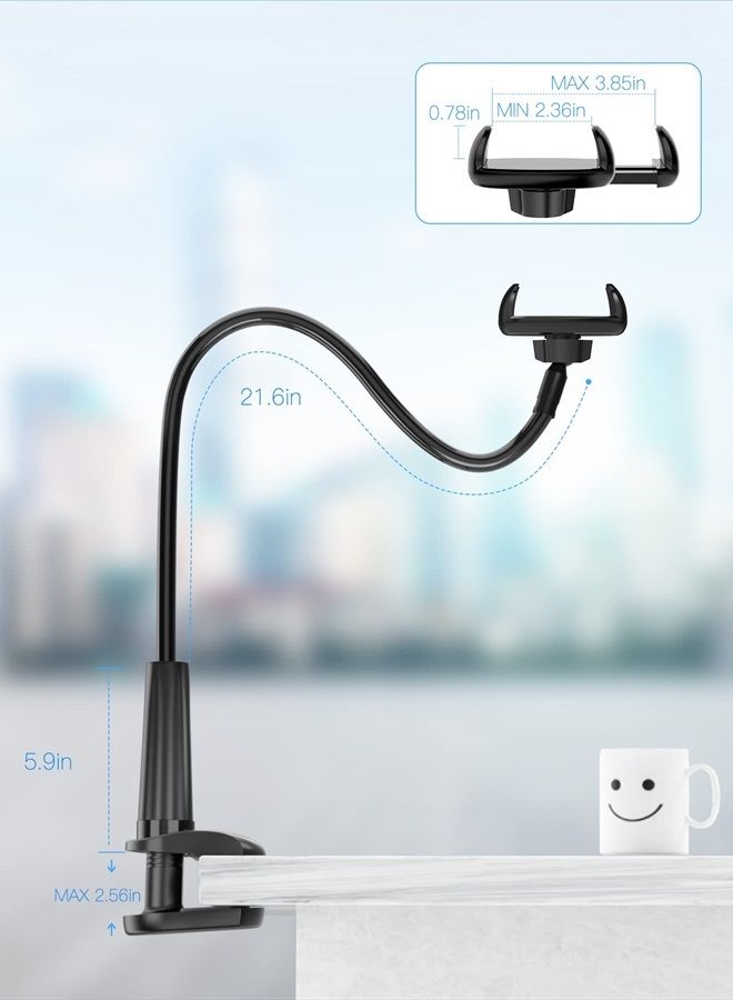 Tryone حامل هاتف مرن بتصميم عنق الإوز للسرير مع ذراع قابل للتعديل لتثبيت الهواتف المحمولة على المكتب أو إطار السرير متوافق مع iPhone 14 Pro Max 13 12 11 X SE Series/Samsung S22 أو أجهزة أخرى من 4"-7" - Image 5