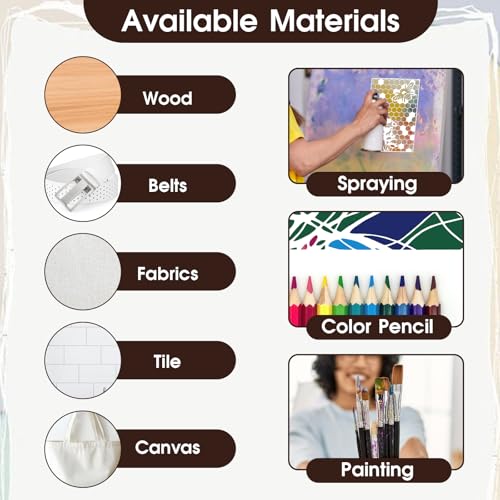 LLOUSSAK 12Pcs Mixed Stencils for Painting, Art Stencils for Crafts Reusable, Wood Grains Flower Texture Templates Spider Web Layering Spray Paint Stencils Kit on Wall Canvas Cake Card DIY (11×7'') - Image 3