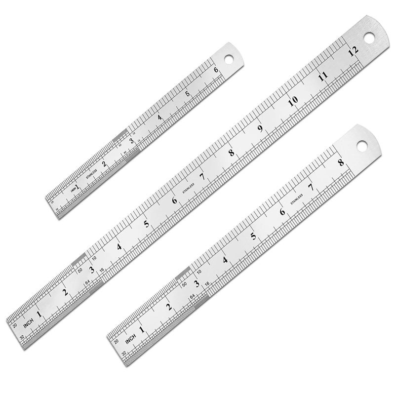 3 Pack Metal Ruler DoubleSided Scale6812inch 152030cm Steel Ruler Set for Architects Home School Office and Craft