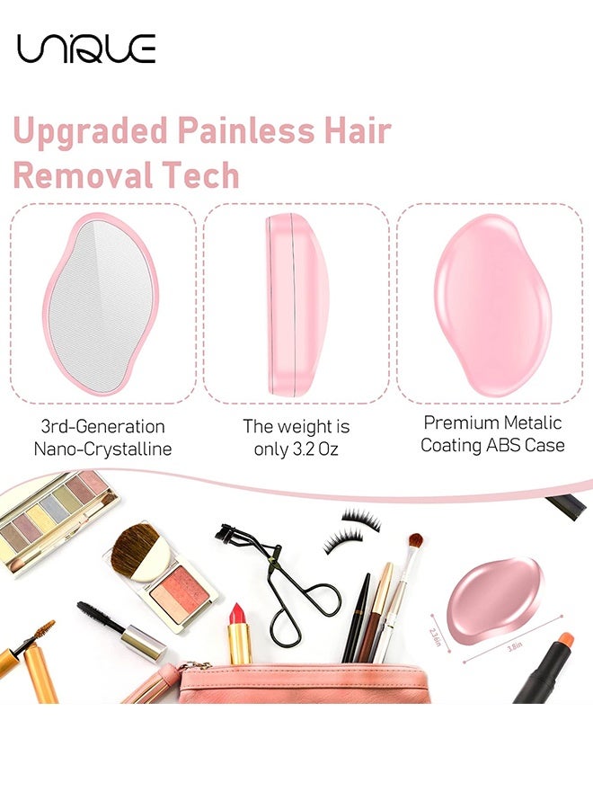 Unique Crystal Hair Remover - Crystal Hair Eraser for Women and Men - Reusable Crystal Hair Remover Magic Painless Exfoliation Hair Removal Tool - Magic Hair Eraser for Back Arms Legs (Pink) - Image 2