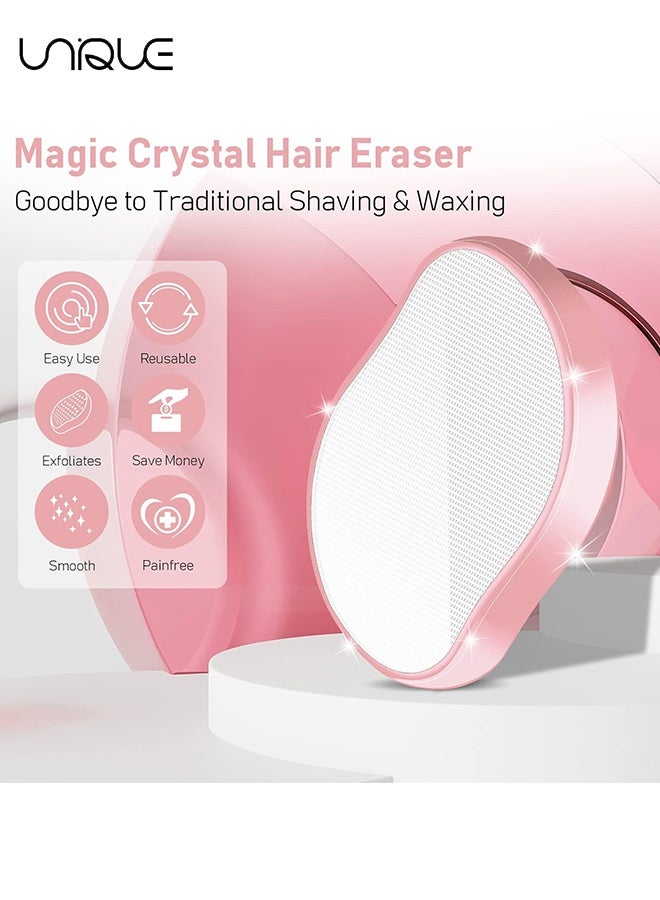 Unique Crystal Hair Remover - Crystal Hair Eraser for Women and Men - Reusable Crystal Hair Remover Magic Painless Exfoliation Hair Removal Tool - Magic Hair Eraser for Back Arms Legs (Pink) - Image 3