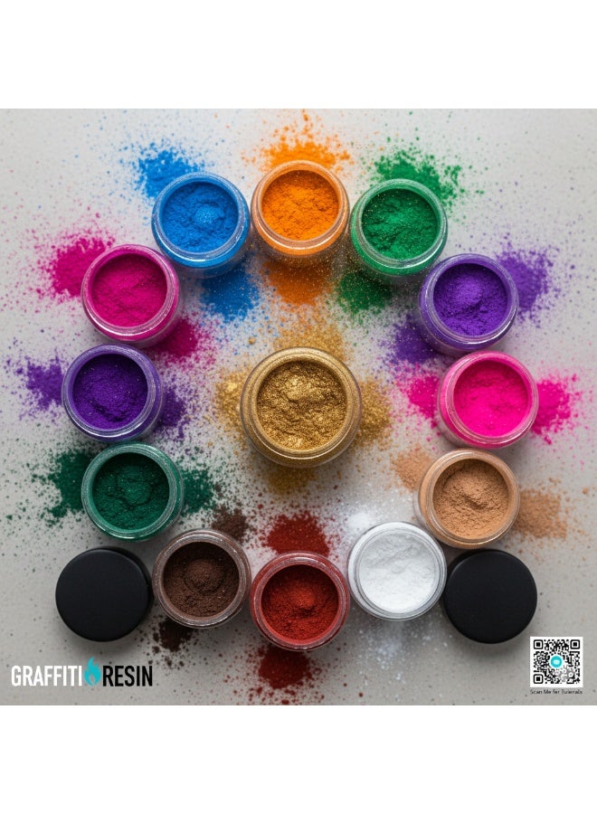 Graffiti Resin Mica Powder Color Set of 14 colors - Image 4