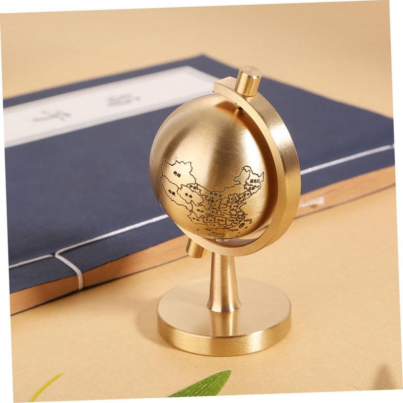 Small Brass Rotating Globe Desktop Ornament For Home Office Classroom Decor - Image 4