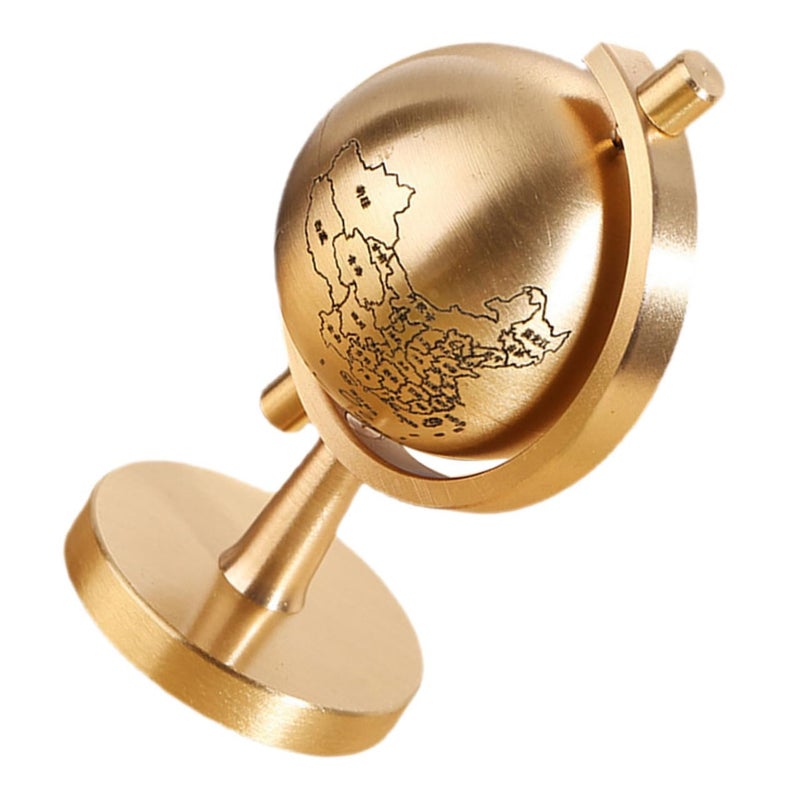 Small Brass Rotating Globe Desktop Ornament For Home Office Classroom Decor - Image 2