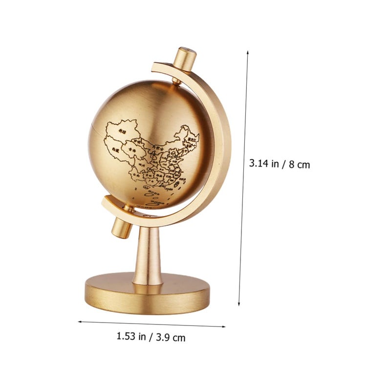 Small Brass Rotating Globe Desktop Ornament For Home Office Classroom Decor - Image 5