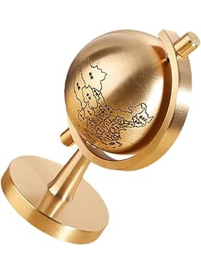 Small Brass Rotating Globe Desktop Ornament For Home Office Classroom Decor - Image 1