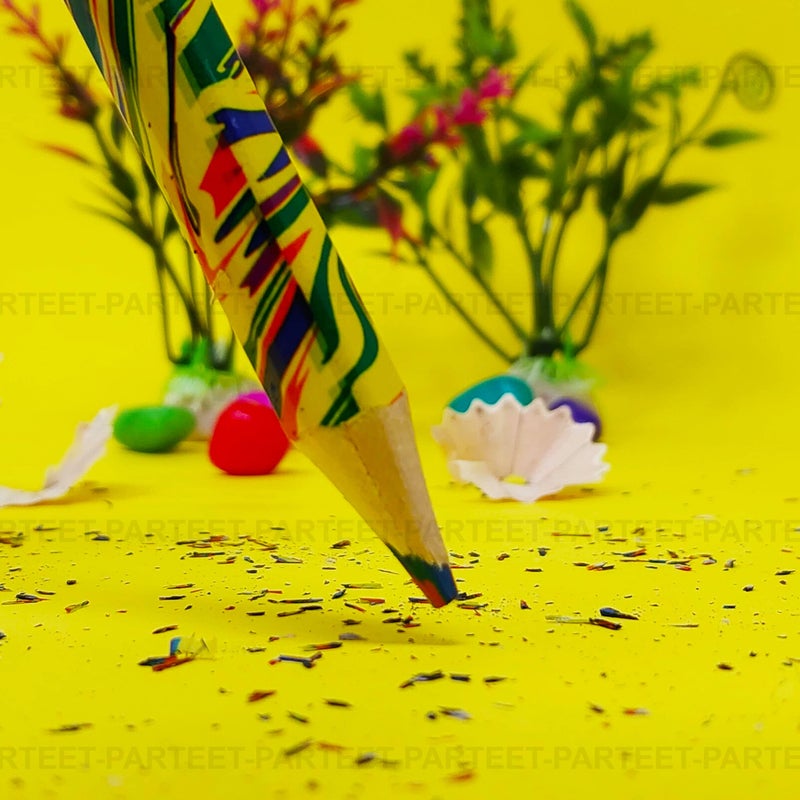 PARTEET Rainbow Pencils Colour for Kids with Sharpener- Multicolour Swirl Pencil for School Kids, Architect, Artist & Child (Set of 4 Colored Pencils & Sharpener) - Image 2