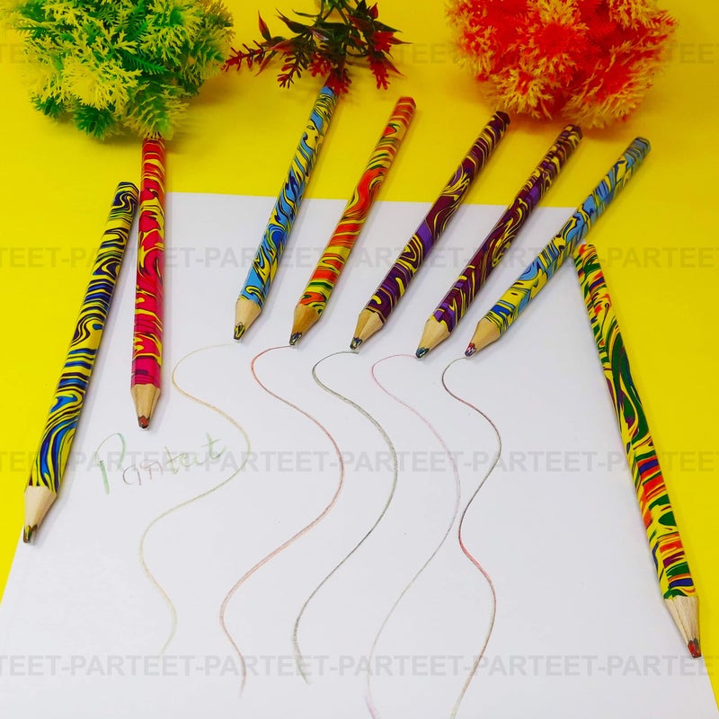 PARTEET Rainbow Pencils Colour for Kids with Sharpener- Multicolour Swirl Pencil for School Kids, Architect, Artist & Child (Set of 4 Colored Pencils & Sharpener) - Image 5