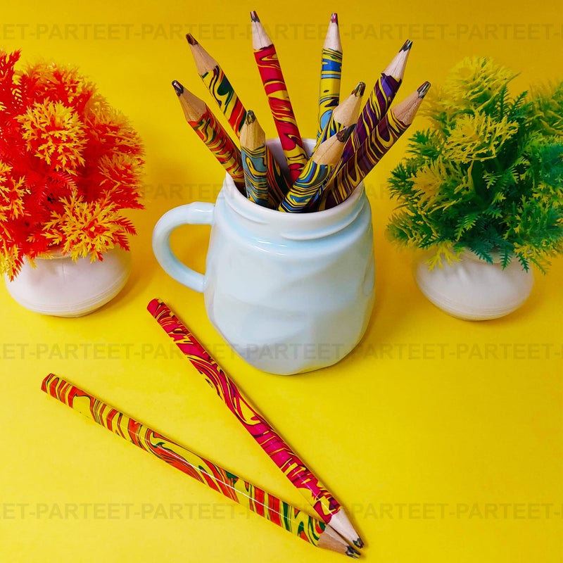 PARTEET Rainbow Pencils Colour for Kids with Sharpener- Multicolour Swirl Pencil for School Kids, Architect, Artist & Child (Set of 4 Colored Pencils & Sharpener) - Image 3
