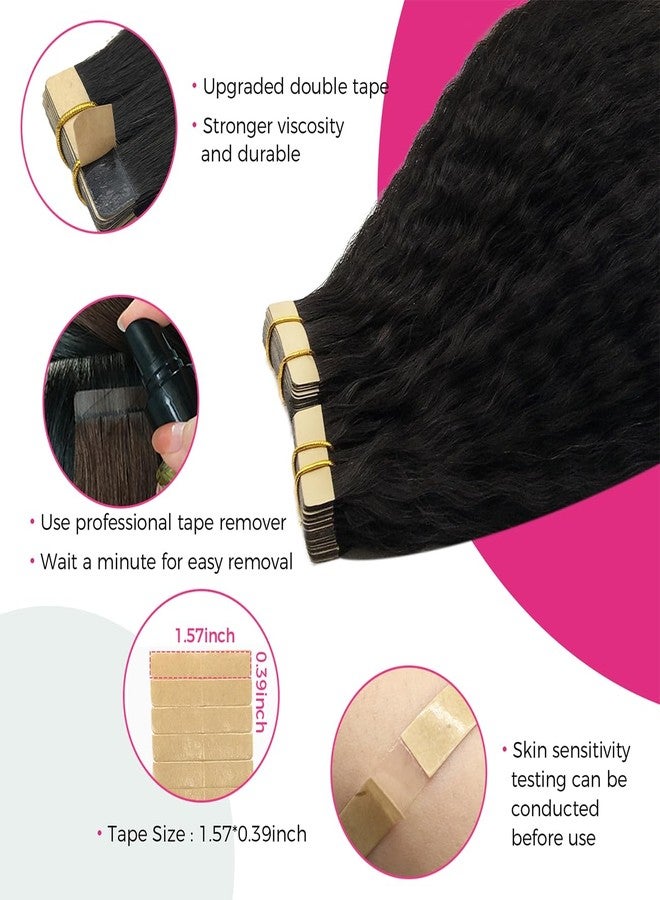 Lashey Tape in Hair Extensions Human Hair Natural Black 20 Inch Kinky Straight 20pcs 50g Remy Human Hair Extensions for Black Women - Image 3