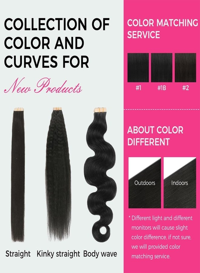 Lashey Tape in Hair Extensions Human Hair Natural Black 20 Inch Kinky Straight 20pcs 50g Remy Human Hair Extensions for Black Women - Image 5
