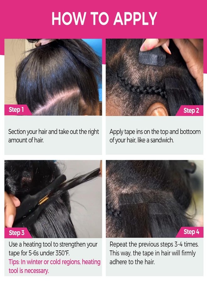 Lashey Tape in Hair Extensions Human Hair Natural Black 20 Inch Kinky Straight 20pcs 50g Remy Human Hair Extensions for Black Women - Image 4