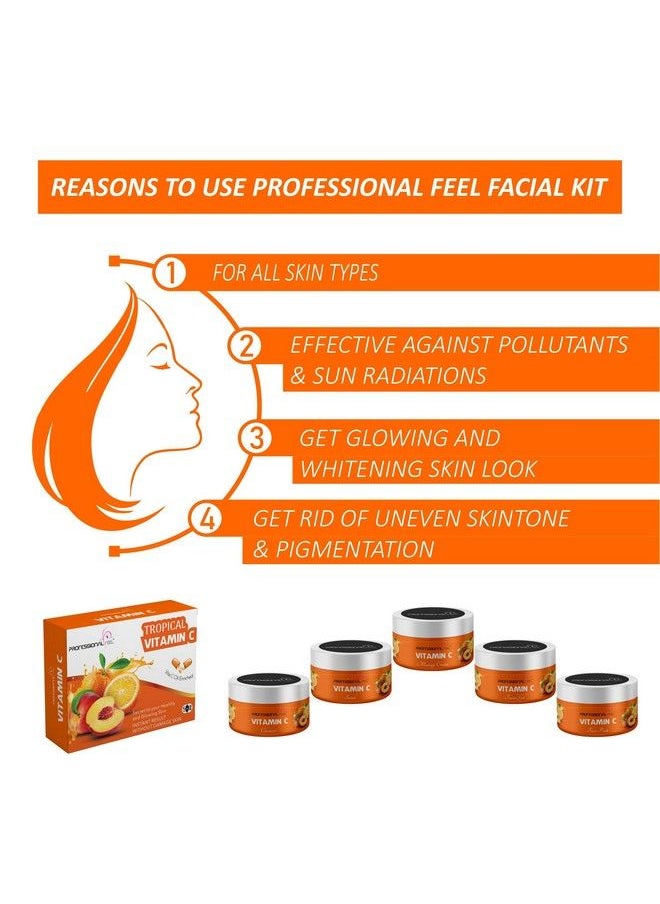 professional feel Vitamin C Facial Kit Instant Glow Beauty Vitamin Mix Fruit Facial Kit Pro Active All Type Of Skin Solution For Men & Women Skin Glow Fairness 250 Gm (Set Of 5)  - Image 3