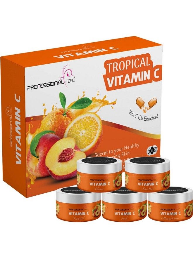 professional feel Vitamin C Facial Kit Instant Glow Beauty Vitamin Mix Fruit Facial Kit Pro Active All Type Of Skin Solution For Men & Women Skin Glow Fairness 250 Gm (Set Of 5)  - Image 1