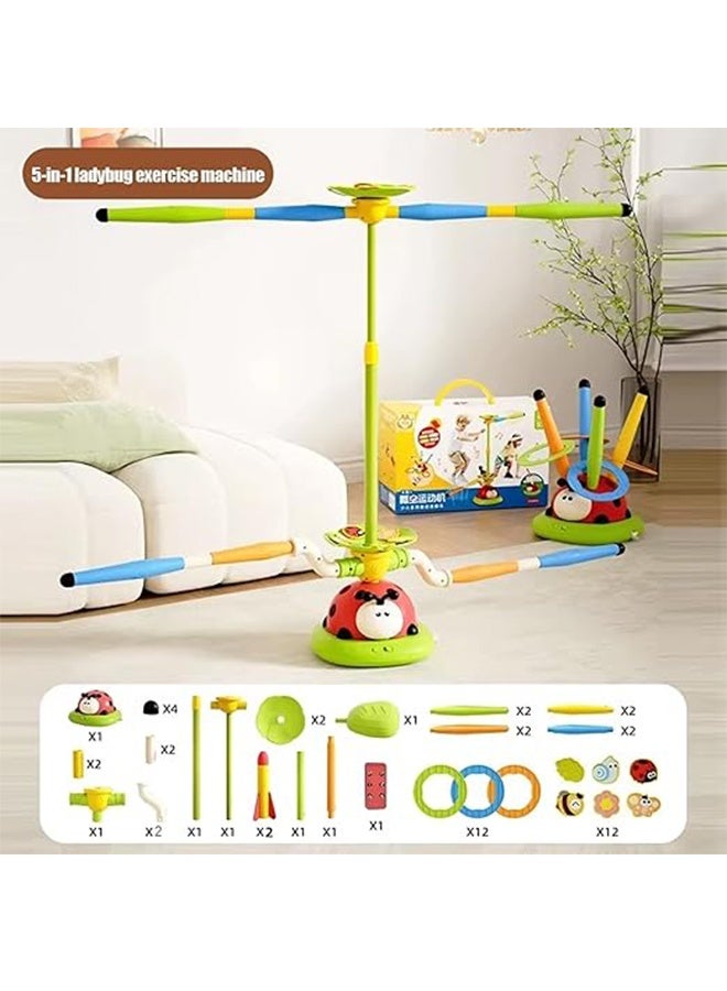 TodyJeyHo Five in One Music Sports Machine, Ring Throwing Game Toy and Rocket Launcher Children's Outdoor Remote Control Toy, Indoor and Outdoor Birthday Gifts Children's 4-13 Year Old Toys - Image 3