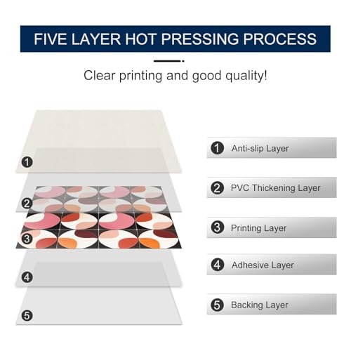 IVN 10PCS 12x12 Inch Peel and Stick Retro Colorful Circle Tiles Removable Self Adhesive PVC Vinyl Flooring Stickers Holographic Backsplash Tile for Bathroom Kitchen Decor - Image 5