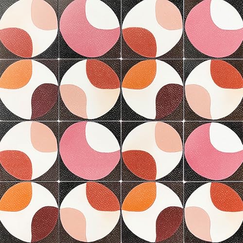 IVN 10PCS 12x12 Inch Peel and Stick Retro Colorful Circle Tiles Removable Self Adhesive PVC Vinyl Flooring Stickers Holographic Backsplash Tile for Bathroom Kitchen Decor - Image 1